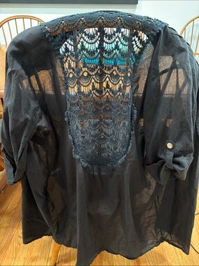 Swimsuits For All Black Crochet-Back Women's Swim Coverup